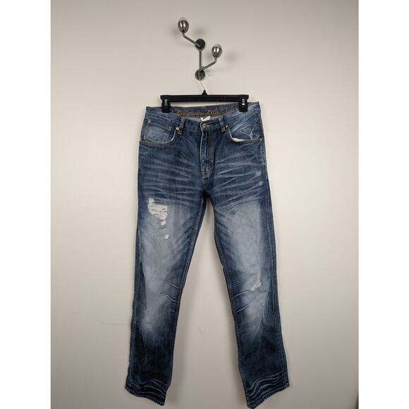 Billionaire Boys Club Straight Fit Blue Jeans 32x34 Distressed - Picture 1 of 11